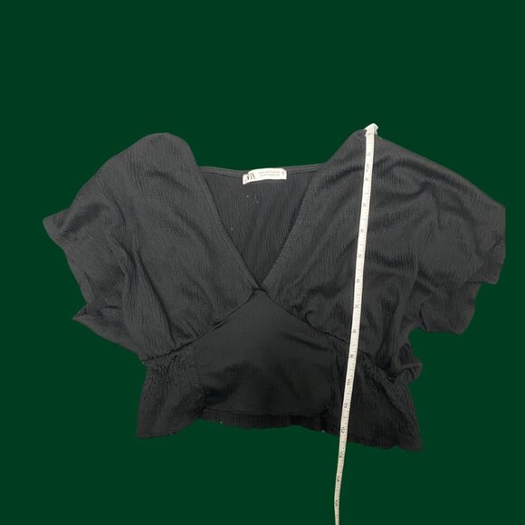 ✨ Zara Black Textured Wrap Crop Top (Size S) - Picture 4 of 6